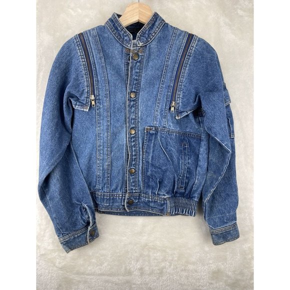 RARE Vintage 80s Young Lion Youth Denim Jean Jacket Vest Removable Arms Sz 12 - Picture 13 of 13